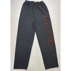 Champion Eco Fleece University Of Miami Open Hem Sweatpants Men Small Gray